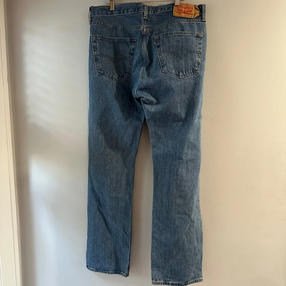 Levi's 501 Mens‎ W34 L32 Button Fly Straight Leg Blue Denim Jeans